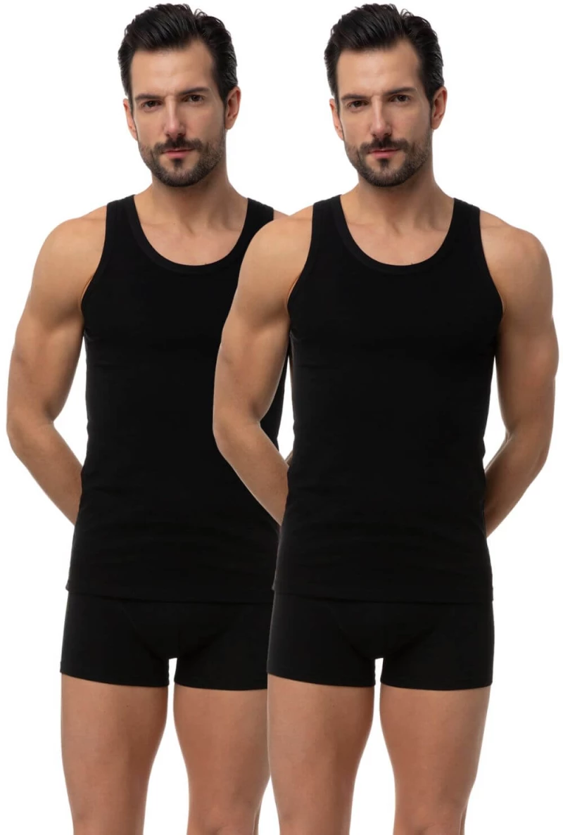 Minerva Sporties Αμάνικη Ανδρική Φανέλα 2Pack 12014-020 - ΜΑΥΡΟ