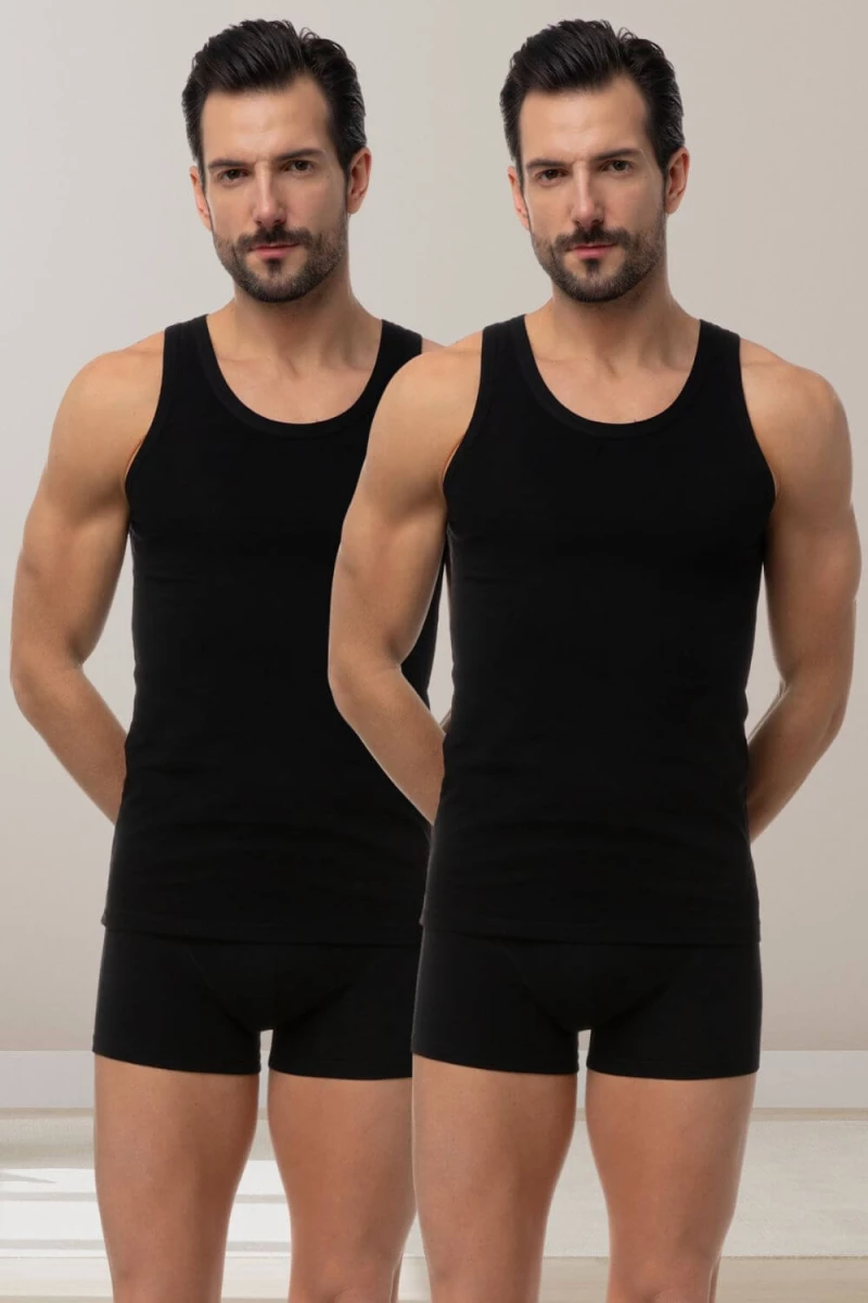 Minerva Sporties Αμάνικη Ανδρική Φανέλα 2Pack 12014-020 - ΜΑΥΡΟ