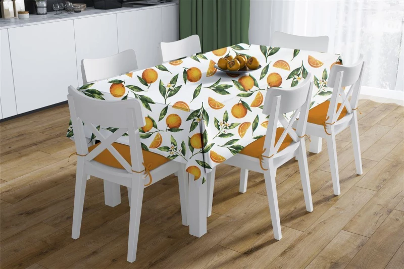 Τραπεζομάντηλο Αλέκιαστο Oranges 474 180X300 White-Orange 70/30 Cott/Pol - -