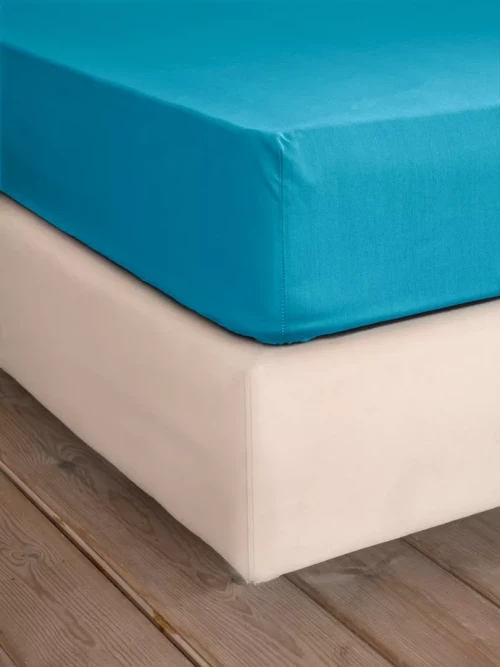 Σεντόνι Unicolors - Petrol Blue Πετρόλ Υπέρδιπλο με Λάστιχο 165x205+35