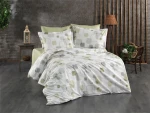 Σεντόνια Εμπριμέ Σετ 4 τεμ Μελίνα 708 240X270 White-Olive 100% Cotton - -