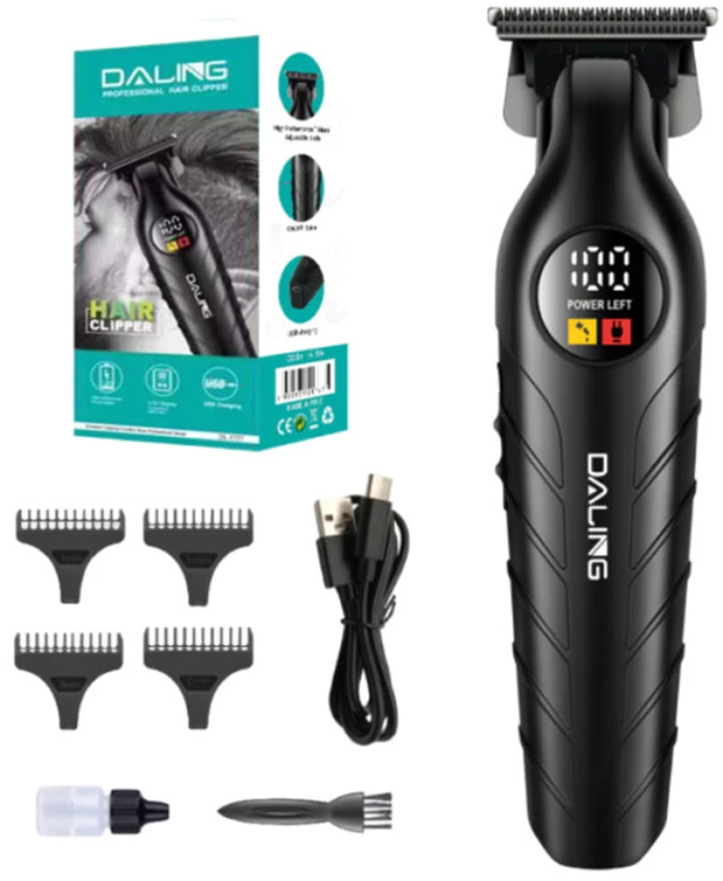 Επαναφορτιζόμενη Κουρευτική Μηχανή Clipper με LED Οθόνη DALING DL-1777 Μαύρο