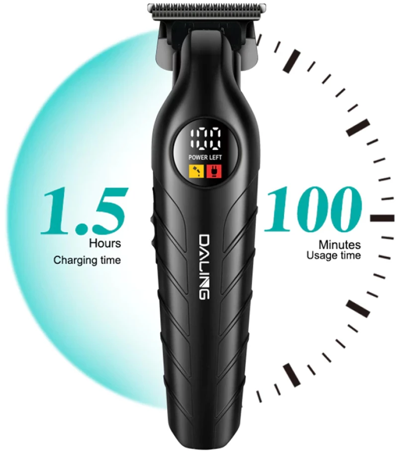 Επαναφορτιζόμενη Κουρευτική Μηχανή Clipper με LED Οθόνη DALING DL-1777 Μαύρο