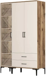Ντουλάπα Τρίφυλλη Kumsal 845HCT5451 120x47,5x201,4cm Walnut-Cream Τρίφυλλη