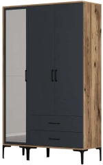 Ντουλάπα Τρίφυλλη Kumsal 845HCT5454 120x47,5x201,4cm Walnut-Anthracite Τρίφυλλη