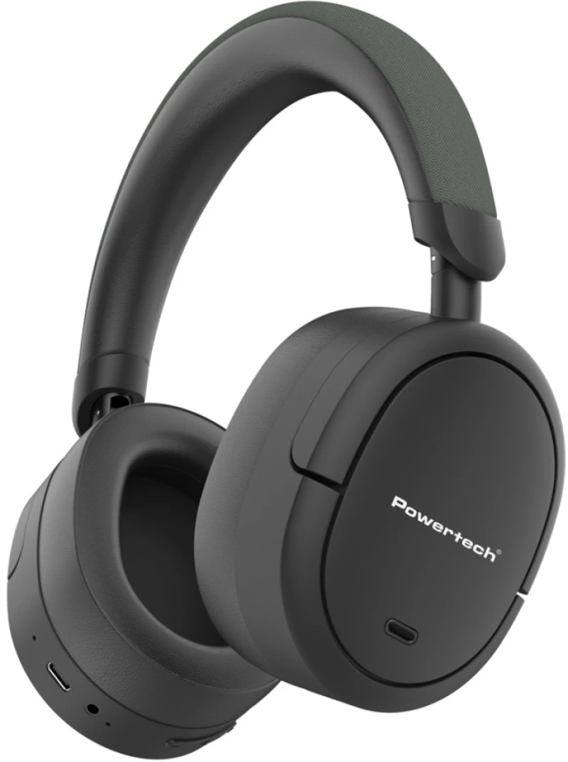 POWERTECH headphones PT-1462, ενσύρματα & ασύρματα, ANC & ENC, 40mm, 300mAh, μαύρα
