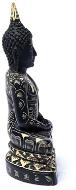 Γλυπτό Βούδα σε θέση Διαλογισμού Meditation Buddha Black 17cm