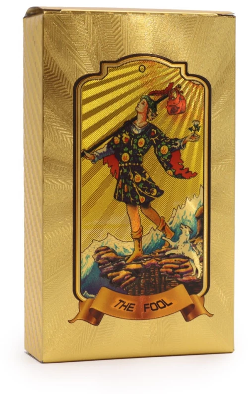 78 Εικονογραφημένες Χρυσές Κάρτες Ταρώ The Fool Golden Tarot Card Set