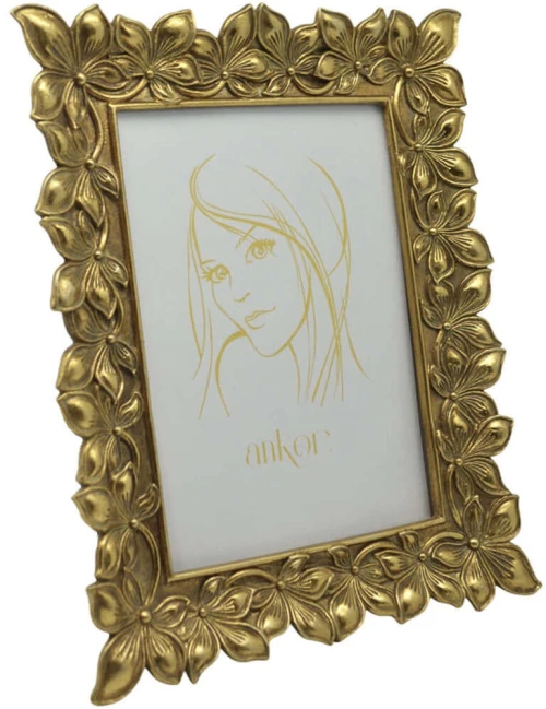 Κορνίζα Ανάγλυφα Λουλούδια 19531-6 15x20cm Gold Ankor Πολυέστερ