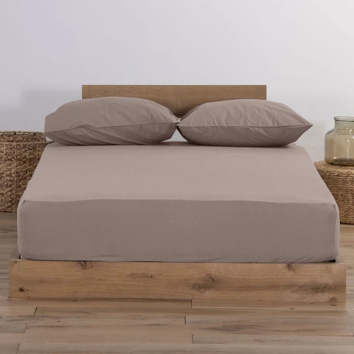 Σεντόνι Jersey Με Λάστιχο Mocca Nef-Nef Homeware Queen Size 160x230cm 100% Βαμβάκι