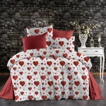 Σεντόνια Πάθος 607 (Σετ 3τμχ) White-Red DimCol Single 160x240cm Βαμβάκι-Πολυέστερ
