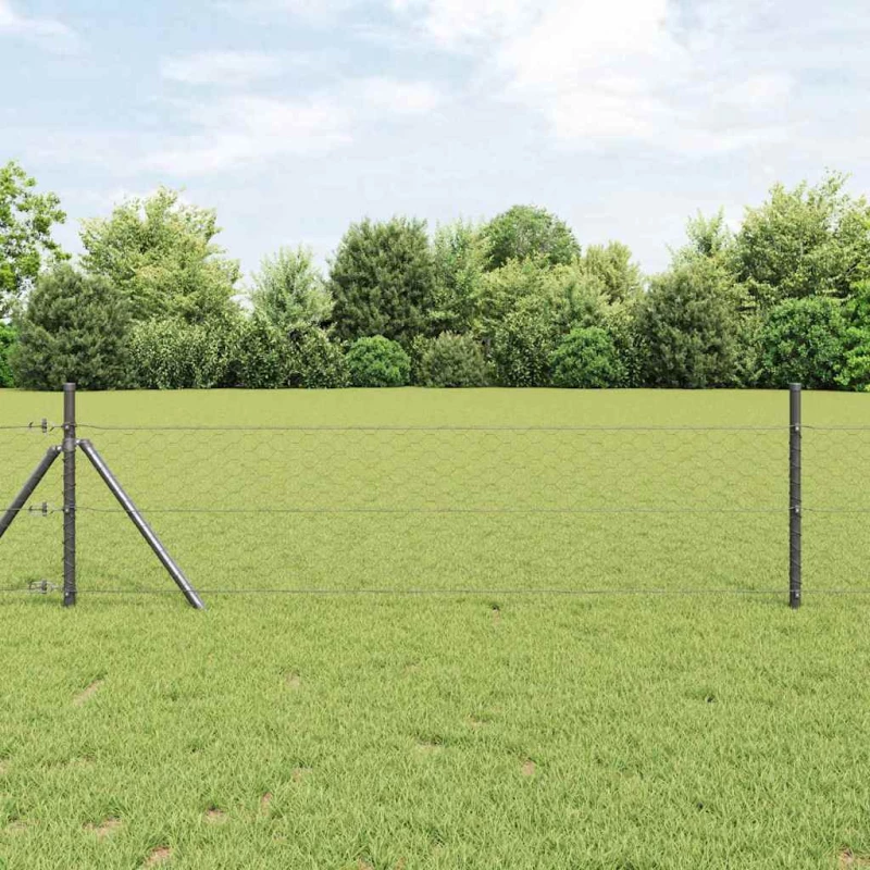 vidaXL Εξάγωνος Φράχτης Γκρίζος Γκρι 1.4 x 25 m Ατσάλι