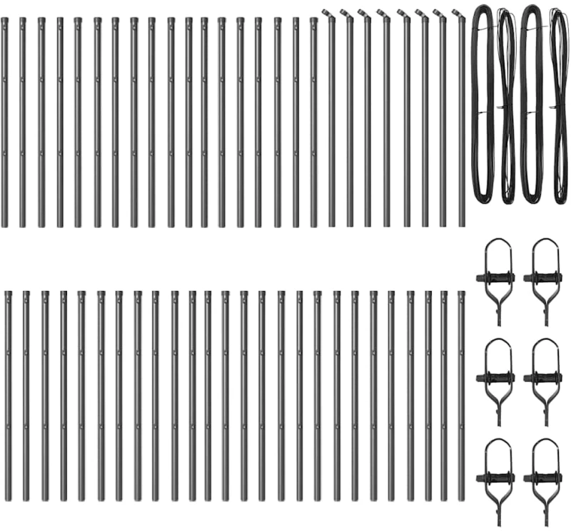 vidaXL Στηρίγματα Φυτοδοχείων 52 τμχ Γκρι Ø32 mm 80 cm Γαλβανισμένο Ατσάλι