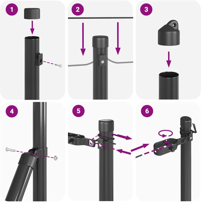 vidaXL Στηρίγματα Φυτοδοχείων 52 τμχ Γκρι Ø32 mm 80 cm Γαλβανισμένο Ατσάλι