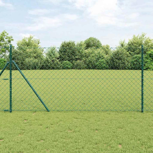 vidaXL Σετ Στύλων Φράχτη Πράσινο 1.4 x 10 m Επικαλυμμένος Χάλυβας