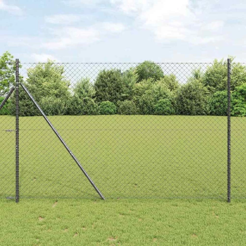 vidaXL Σετ Στύλων Φράχτη Γκρι 1.5 x 10 m Επικαλυμμένος Χάλυβας