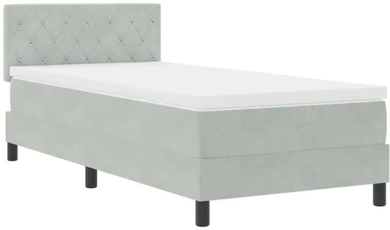 vidaXL Κρεβάτι Box Spring με Στρώμα Γκρι Ανοιχτό 100x200 εκ. Βελούδο