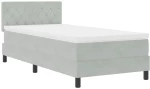 vidaXL Κρεβάτι Box Spring με Στρώμα Γκρι Ανοιχτό 100x200 εκ. Βελούδο