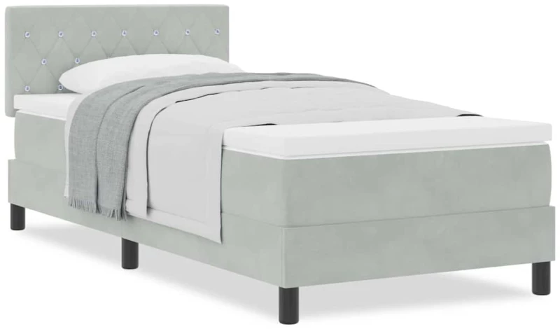 vidaXL Κρεβάτι Box Spring με Στρώμα Γκρι Ανοιχτό 100x200 εκ. Βελούδο
