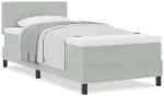 vidaXL Κρεβάτι Box Spring με Στρώμα Γκρι Ανοιχτό 100x200 εκ. Βελούδο