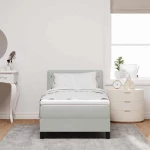 vidaXL Κρεβάτι Box Spring με Στρώμα Γκρι Ανοιχτό 100x200 εκ. Βελούδο