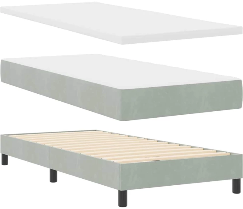 vidaXL Κρεβάτι Box Spring με Στρώμα Γκρι Ανοιχτό 100x200 εκ. Βελούδο
