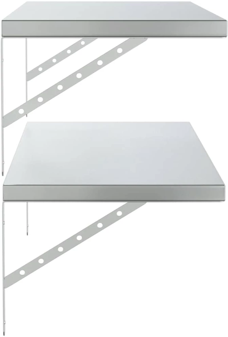vidaXL Ράφια Τοίχου 2 τεμ. Ασημί 100x40 εκ. Ανοξείδωτο Ατσάλι