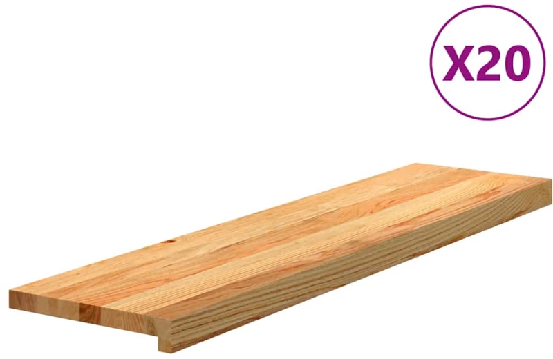 vidaXL Πατάκια Σκάλας 20 τεμ. Ανοιχτό Καφέ 100x30x2 cm Ξύλο Δρυός