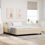 vidaXL Κρεβάτι με Στρώμα Κρεμ 180x200 cm Ύφασμα