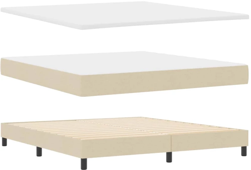 vidaXL Κρεβάτι με Στρώμα Κρεμ 180x200 cm Ύφασμα