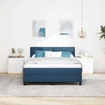 vidaXL Κρεβάτι με Βάση και Στρώμα Μπλε 160x200 εκ. Ύφασμα