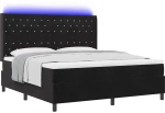 vidaXL Στρώμα Κρεβάτι με Στρώμα & LED Μαύρο 180x200 εκ. Βελούδο