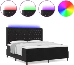 vidaXL Στρώμα Κρεβάτι με Στρώμα & LED Μαύρο 180x200 εκ. Βελούδο