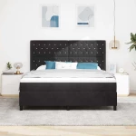 vidaXL Στρώμα Κρεβάτι με Στρώμα & LED Μαύρο 180x200 εκ. Βελούδο