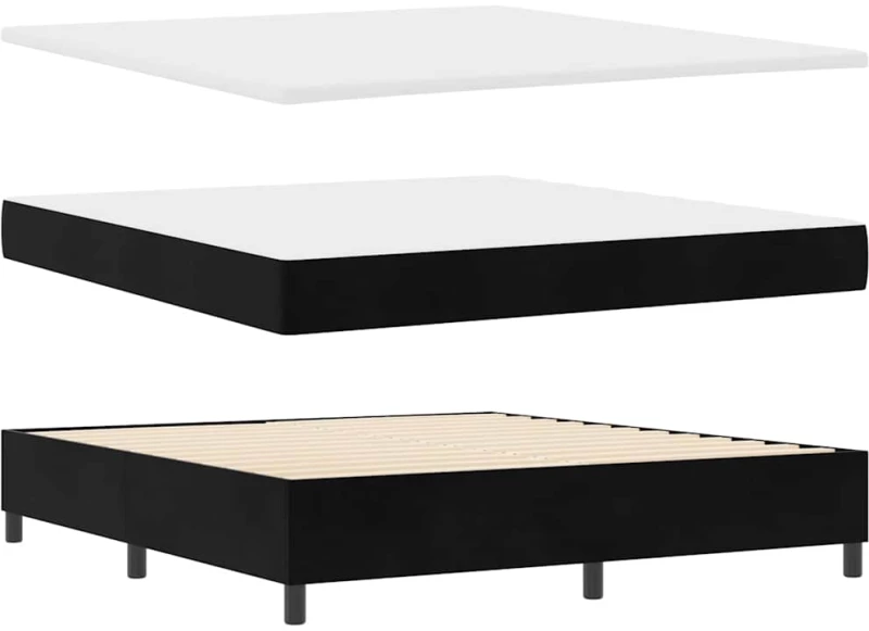 vidaXL Στρώμα Κρεβάτι με Στρώμα & LED Μαύρο 180x200 εκ. Βελούδο