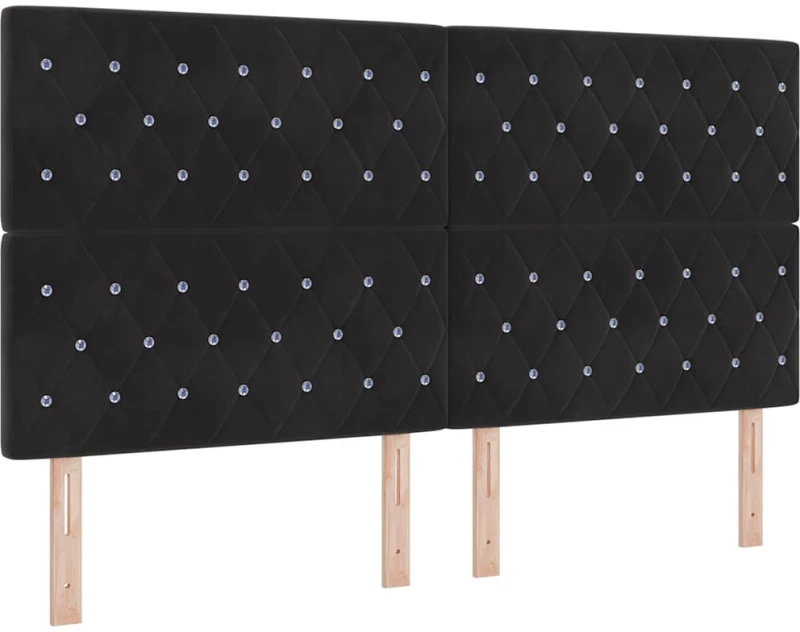 vidaXL Στρώμα Κρεβάτι με Στρώμα & LED Μαύρο 180x200 εκ. Βελούδο