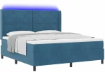 vidaXL Κρεβάτι με Στρώμα & LED Σκούρο Μπλε 180x200 εκ Βελούδο