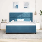vidaXL Κρεβάτι με Στρώμα & LED Σκούρο Μπλε 180x200 εκ Βελούδο