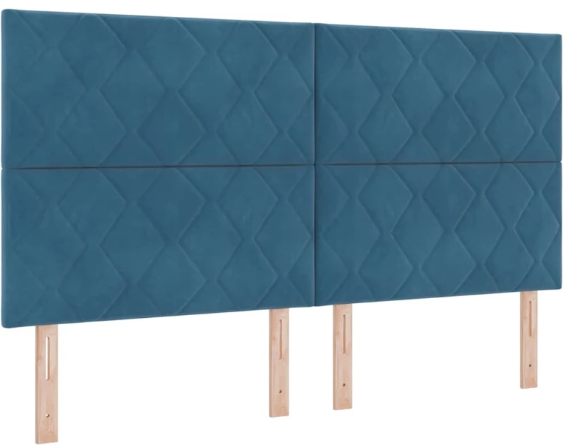 vidaXL Κρεβάτι με Στρώμα & LED Σκούρο Μπλε 180x200 εκ Βελούδο