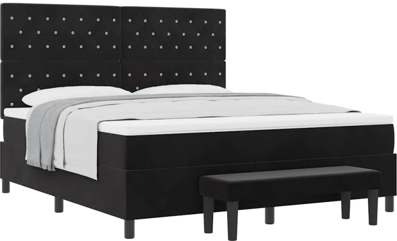 vidaXL Κρεβάτι με Βαλίτσα και Στρώμα Μαύρο 180x200 εκ Βελούδο
