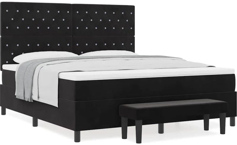 vidaXL Κρεβάτι με Βαλίτσα και Στρώμα Μαύρο 180x200 εκ Βελούδο