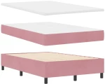 vidaXL κρεβάτι Box Spring με στρώμα και πάγκο Ροζ 120x200 εκ Βελούδο