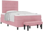 vidaXL κρεβάτι Box Spring με στρώμα και πάγκο Ροζ 120x200 εκ Βελούδο