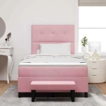 vidaXL κρεβάτι Box Spring με στρώμα και πάγκο Ροζ 120x200 εκ Βελούδο