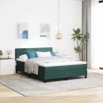 vidaXL Κρεβάτι Box Spring με Στρώμα Σκούρο Πράσινο 140x200 εκ. Βελούδο