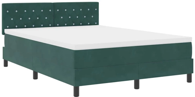 vidaXL Κρεβάτι Box Spring με Στρώμα Σκούρο Πράσινο 140x200 εκ. Βελούδο