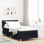 vidaXL Κρεβάτι Box Spring με Στρώμα Μαύρο, 90 x 200 εκ, Υφασμάτινο