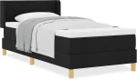 vidaXL Κρεβάτι Box Spring με Στρώμα Μαύρο, 90 x 200 εκ, Υφασμάτινο