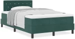 Κρεβάτι Box Spring με Στρώμα vidaXL Σκούρο Πράσινο Μικρό Διπλό Βελούδο