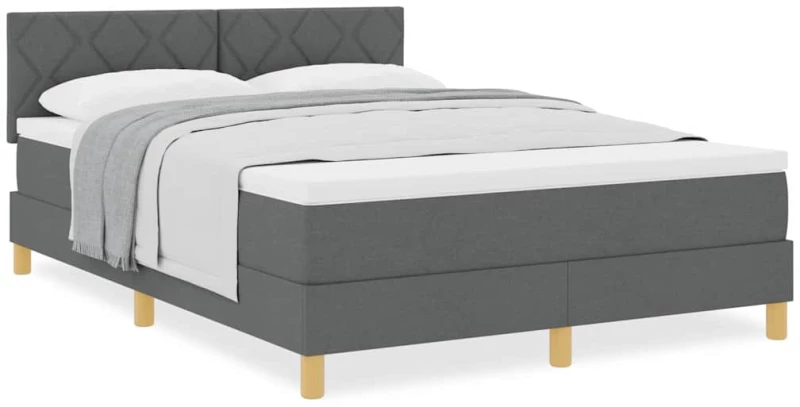 vidaXL Κρεβάτι Box Spring με Στρώμα Σκούρο Γκρι 140x190 cm Ύφασμα